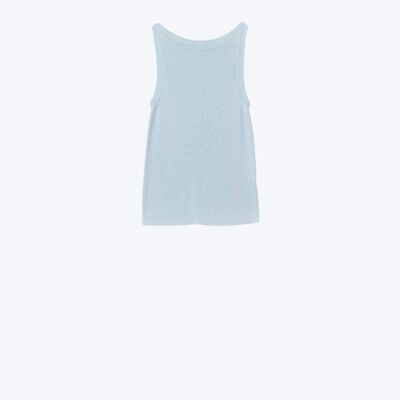 Boat Neck Comfy Ribbed Top in Baby Blue