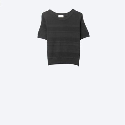 Pull en maille à rayures texturées en noir