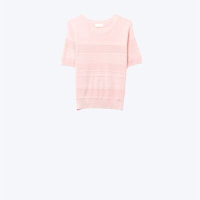 Pull en tricot à rayures texturées en rose