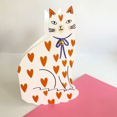 Sitzendes Kätzchen Grußkarte - Loveheart