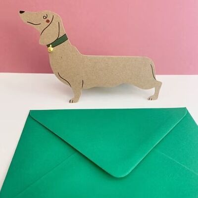 Dachshund Standing Greeting Card with Bell