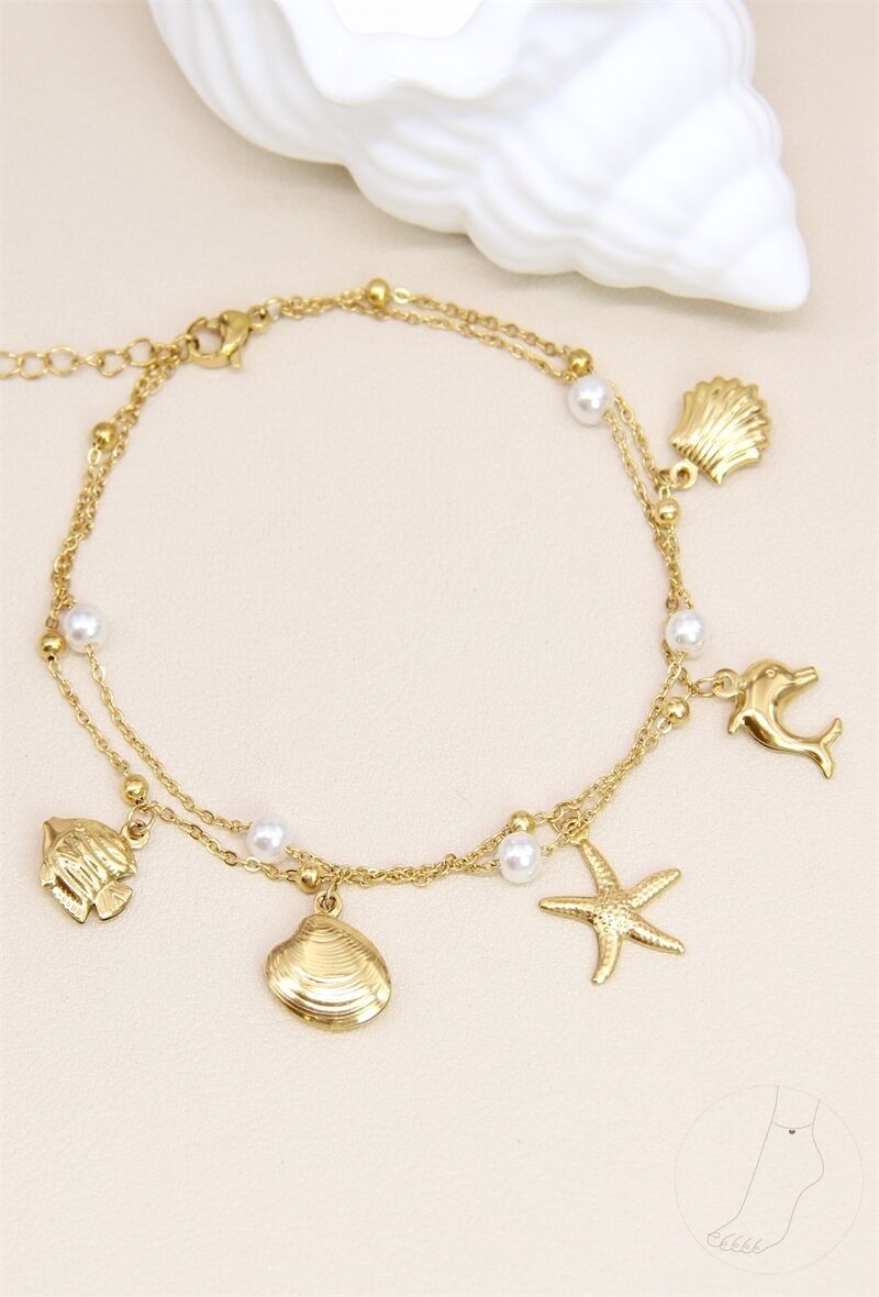 Fußkettchen mit Marine-Charm aus Edelstahl – Nautische Eleganz