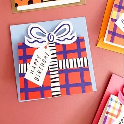 Birthday Bow Pop Up Gingham Multi