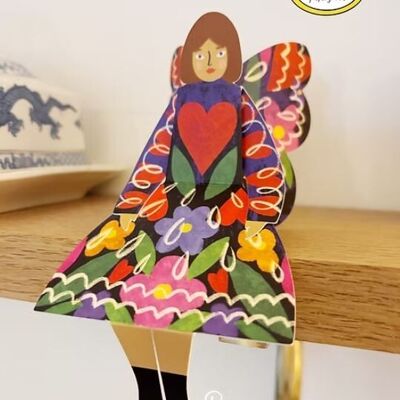 Tarjeta de felicitación de mujer mariposa - Floral de medianoche