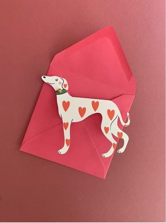 Whippet Standing Greeting Card with Bell
