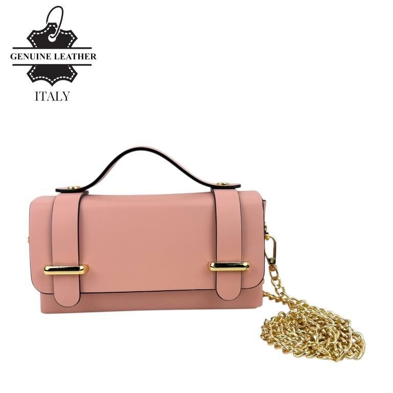 Borsa a mano compatta in pelle con borchie decorative