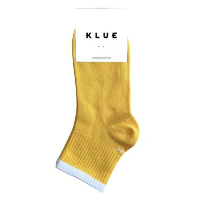 Chaussettes KLUE en coton bio à rayures Quarter Tennis | Jaune doré