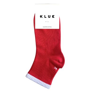Chaussettes KLUE en coton bio à rayures Quarter Tennis | Rouge grenat
