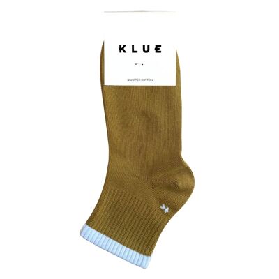Calcetines de tenis de algodón orgánico KLUE con rayas Quarter Tennis | Caramelo