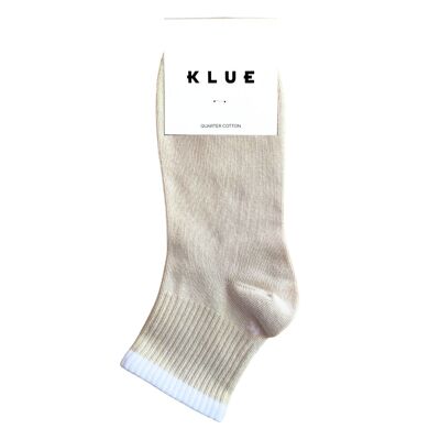 Chaussettes KLUE en coton bio à rayures Quarter Tennis | Sable naturel