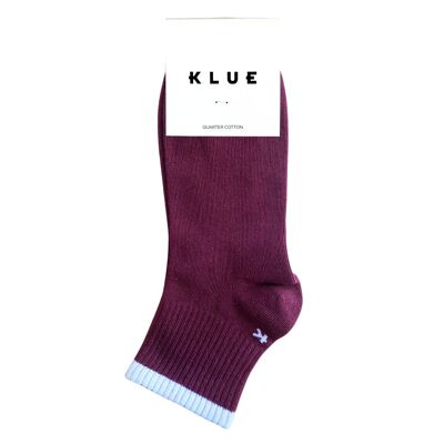 Calcetines de tenis de algodón orgánico KLUE con rayas Quarter Tennis | Rojo burdeos