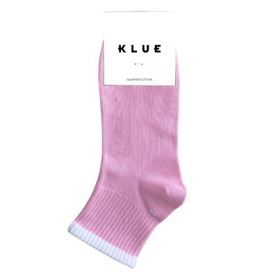 Calzini da tennis a righe in cotone biologico KLUE Quarter | Rosa lampone