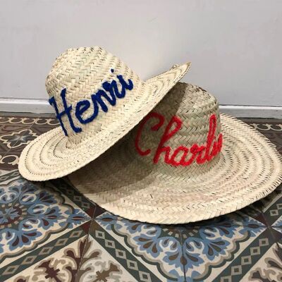 Cappello di paglia personalizzabile – Cappello estivo intrecciato a mano con testo personalizzato