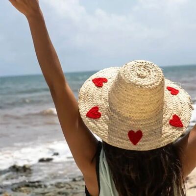 Cappello di paglia Love Heart – Cappello marocchino intrecciato a mano con dettaglio a cuore
