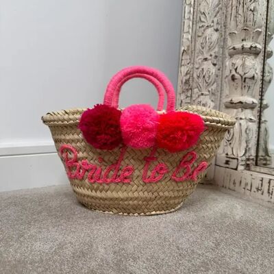 Mini sac en paille personnalisé – Panier marocain tissé à la main en feuille de palmier
