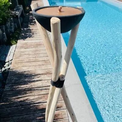 Trípode de madera para velas con antorcha bereber: soporte para iluminación exterior, 100 cm o 140 cm