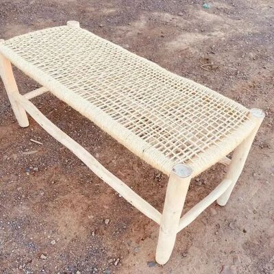 Auténtico banco de cuerda y madera tejida a mano – Eucalipto natural