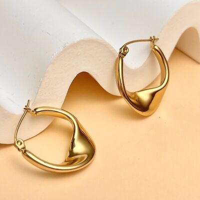 Boucles d’Oreilles Créoles Ondulées Acier Design moderne