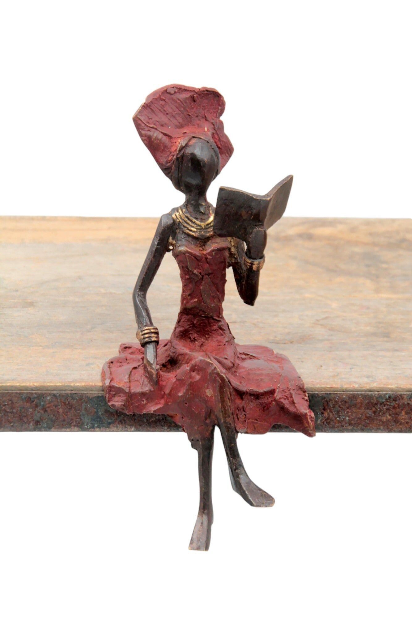 Bronzo seduto 15 cm rosso n°10