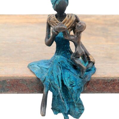 Bronze assis 15 cm bleu n°4