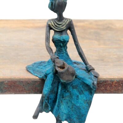 Bronze assis 15 cm bleu n°9