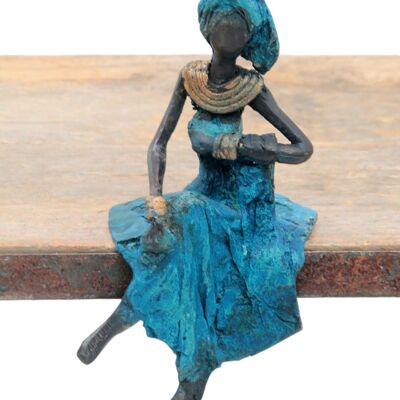 Bronze assis 15 cm bleu n°10