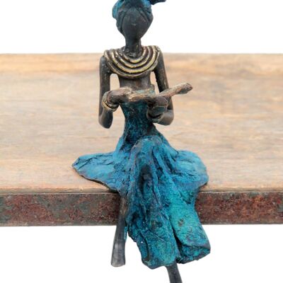 Bronze assis 15 cm bleu n°8