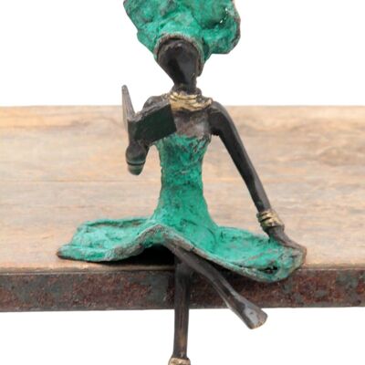 Seated bronze 15 cm turquoise n°9