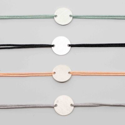 satin disc bracelet silver