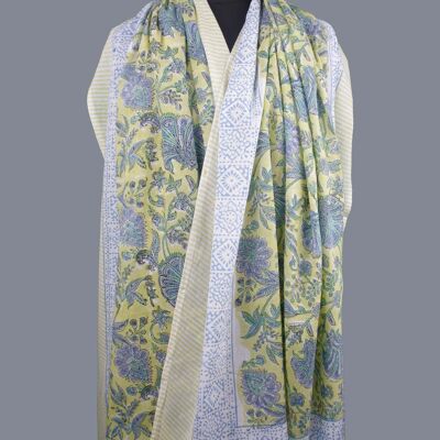 Pareo- Pareo Estampado De Bloques - Lime Sky Floral