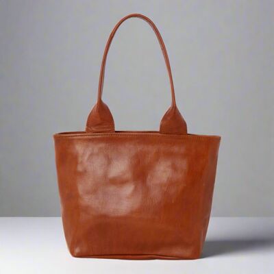 Borsa in pelle marrone chiaro