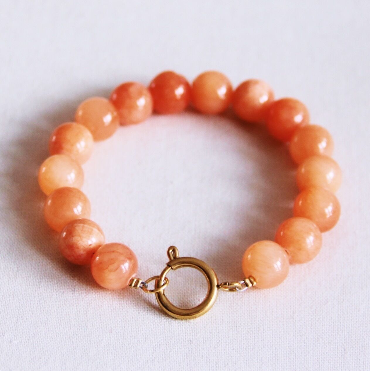Bracciale con perline di pietra naturale XL - arancione