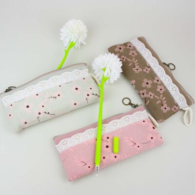 Estuches elegantes con diseño floral y ribete de encaje - Colores surtidos