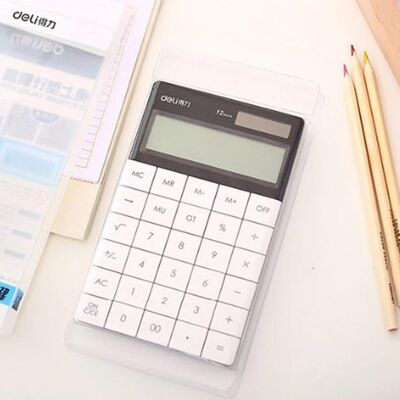 Calculadora grande blanca de 12 dígitos - Calculadora de escritorio con botones grandes