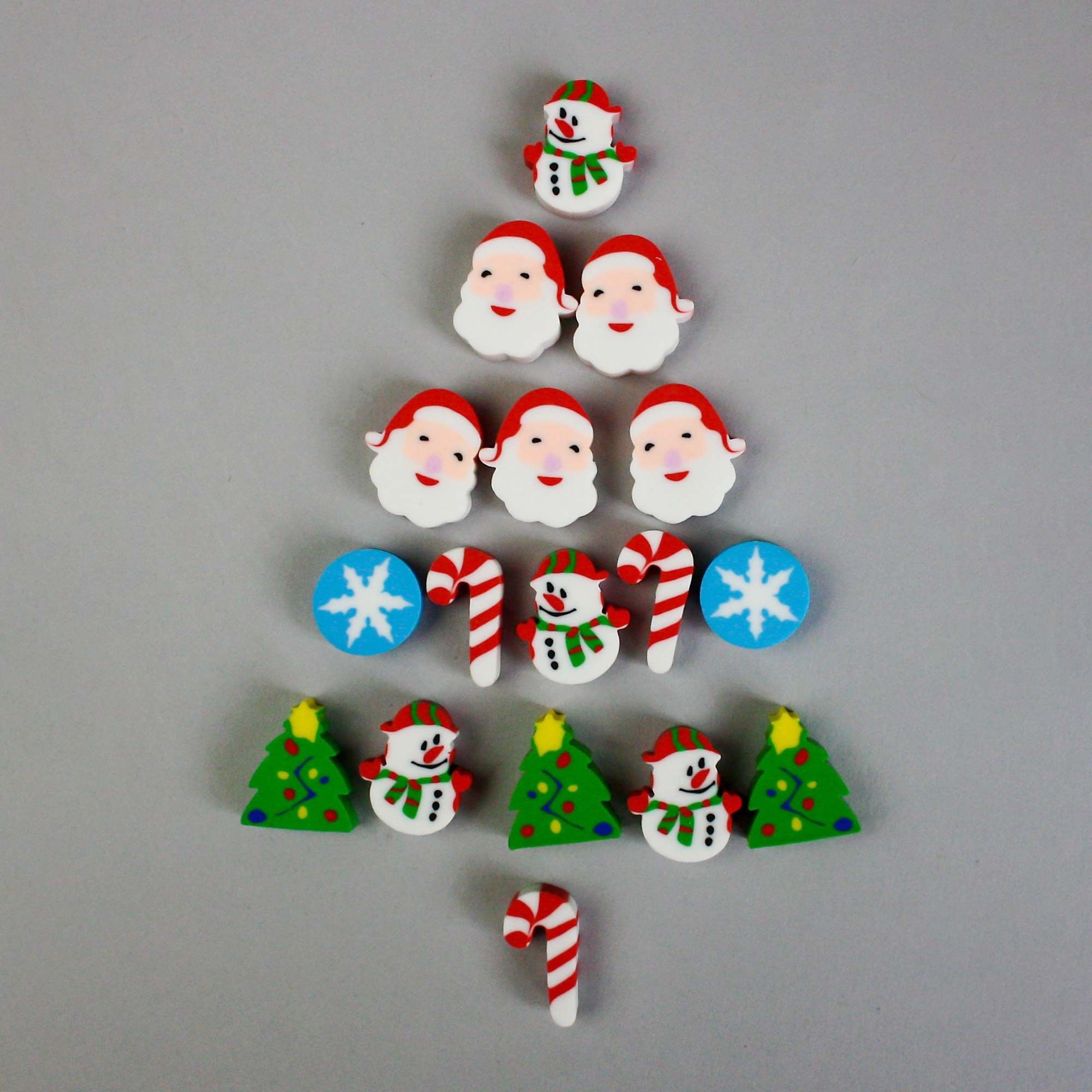 Set di gomme a tema natalizio - Confezione da 18 gomme festive e divertenti per bambini