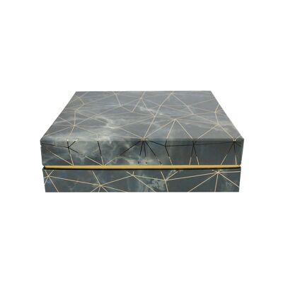 Cajas de regalo elegantes de mármol geométrico azul/gris con detalles dorados - Individual (Tamaños disponibles)
