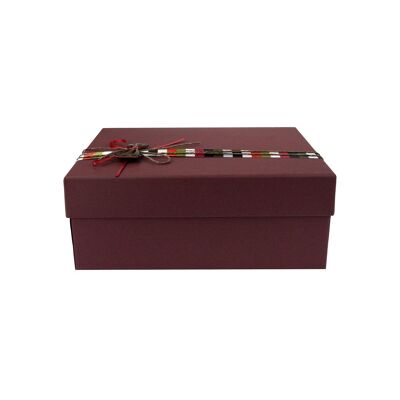 Elegante scatola regalo a righe bordeaux - Singola (misure disponibili)