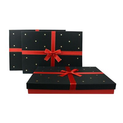 Cajas de regalo de lujo en rojo y negro - Juego de 3