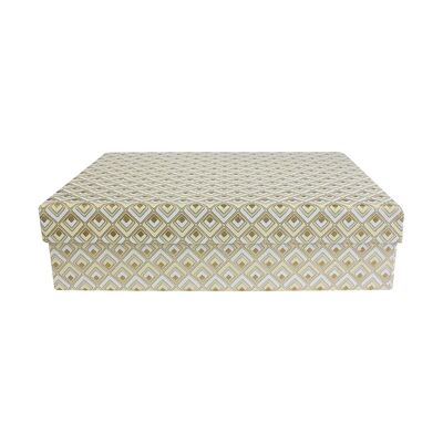 Scatola regalo bianca/oro con motivo a scacchi fatta a mano - Singola (misure disponibili)
