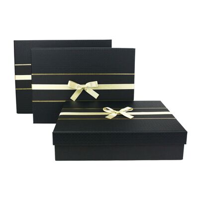 Cajas de regalo de lujo con relieve negro - Juego de 3