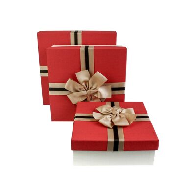Elegantes cajas de regalo color crema y rojo (juego de 3)