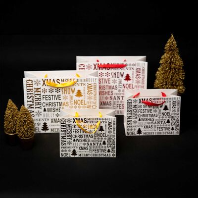 Sacchetto regalo di Natale rosso e oro - Set da 4