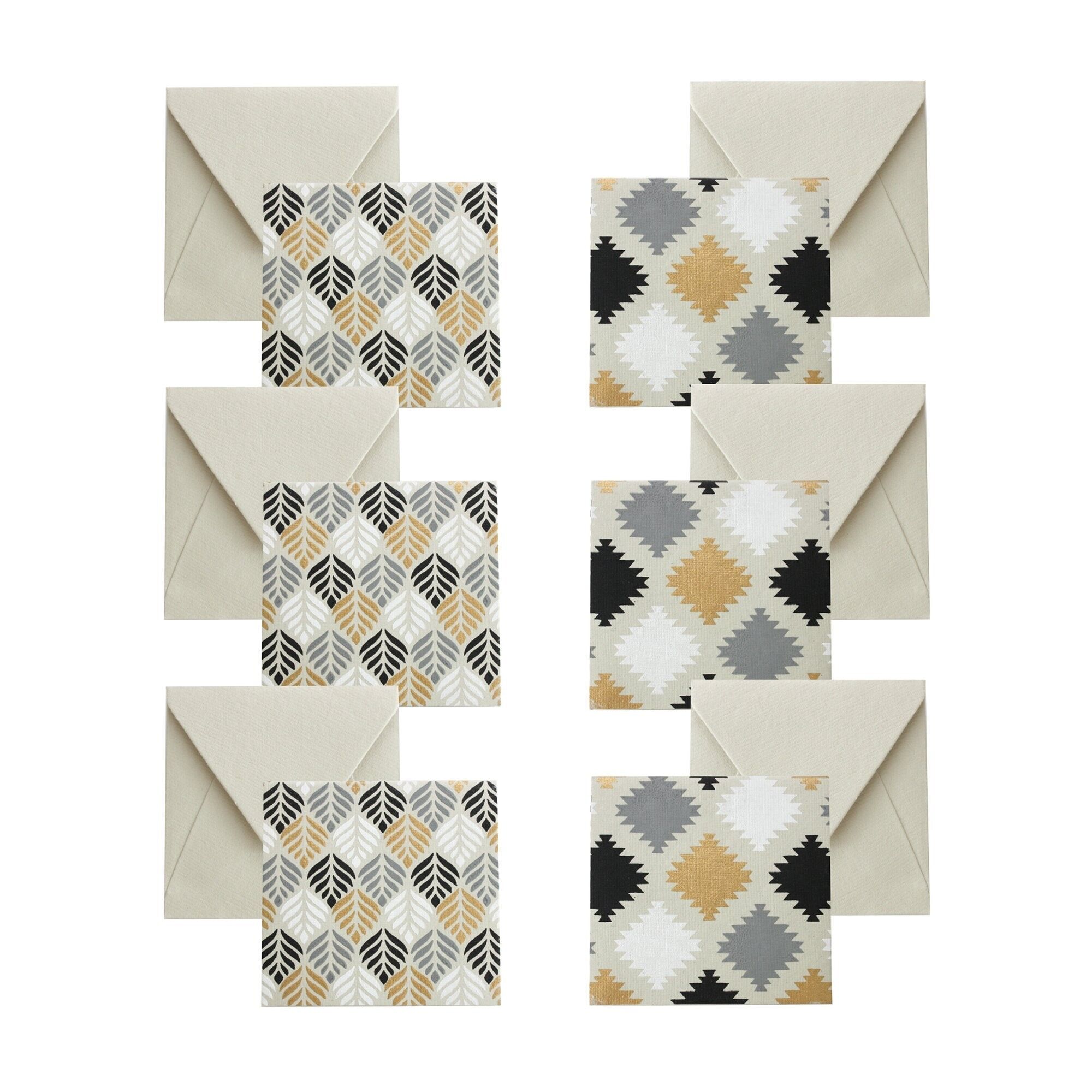 Lot de 6 enveloppes avec carte de correspondance - Noir et or