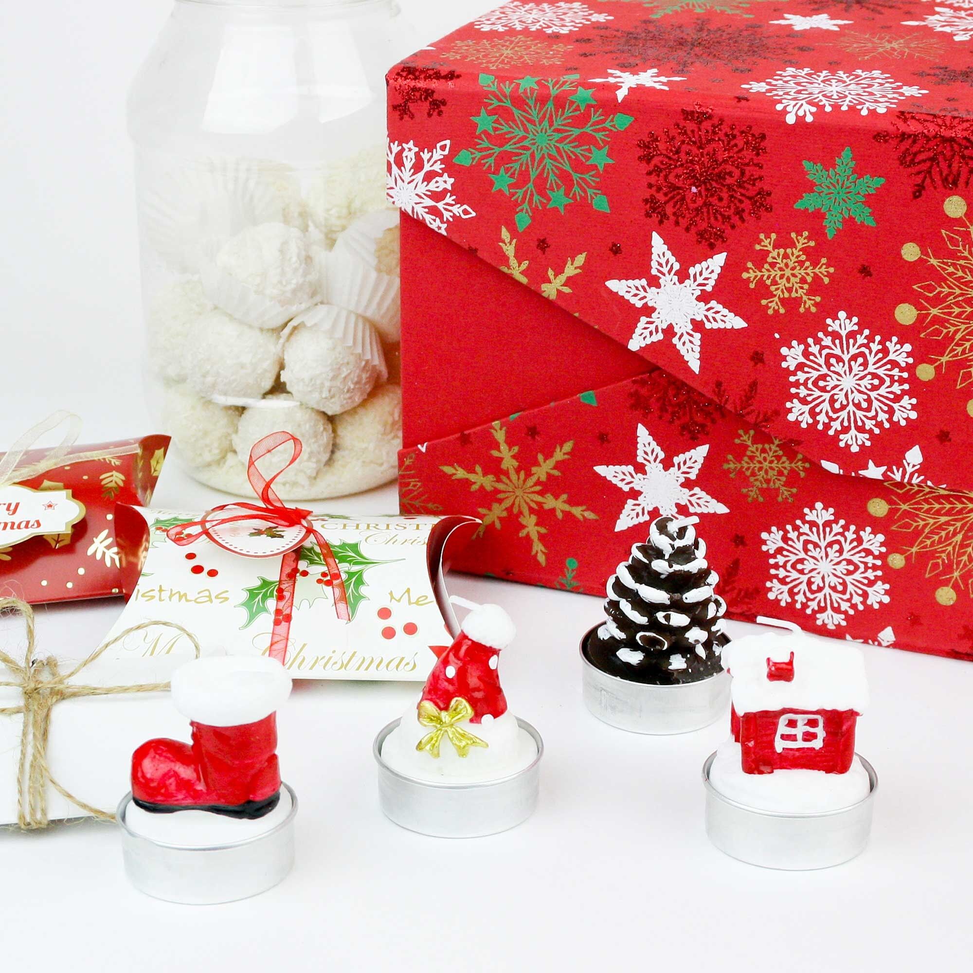 Candele Tea Light rosse e nere - Confezione da 12