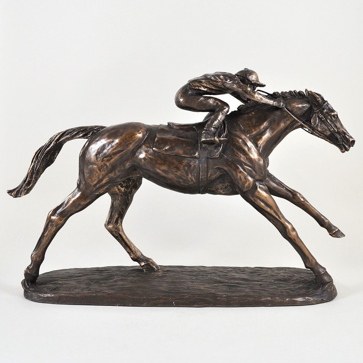 Rennpferdfigur „On the Flat“ von Harriet Glen aus Kaltgussbronze (35 cm)
