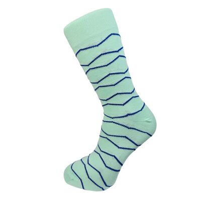 Calcetines de bambú en zigzag verde claro y azul