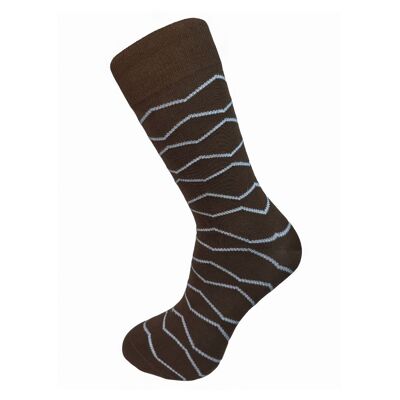 Calzini di bambù a zigzag marroni e azzurri
