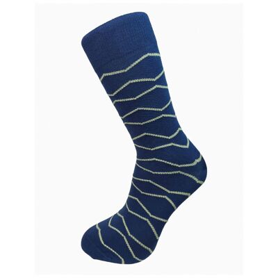 Calcetines de bambú en zigzag azul y menta