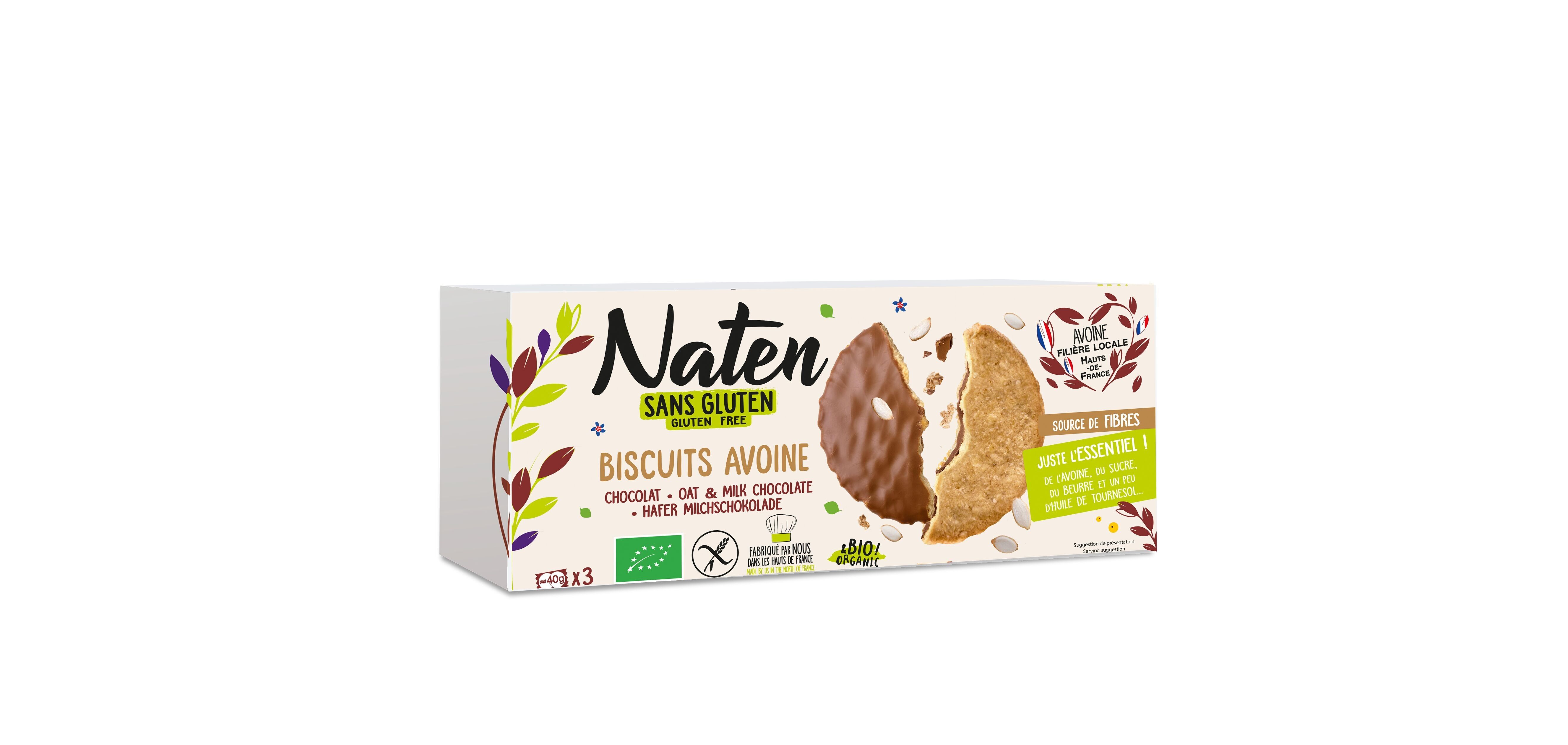 Naten gluten-free oat biscuit with milk chocolate coating 125g