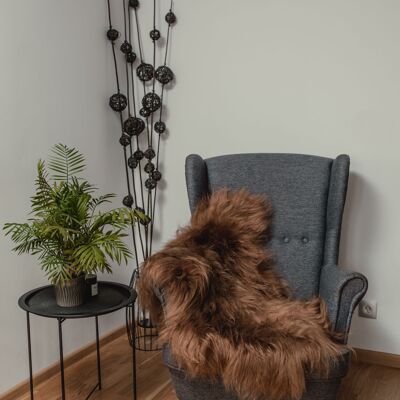 Tappeto in vera pelle di pecora islandese tinto marrone, morbido e lungo, in lana, schaffell, Hygge